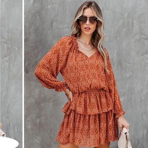 Vici Fall orange mini dress